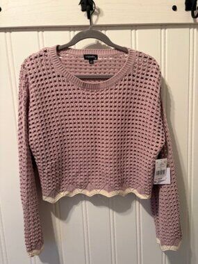 NWT Originality Lavender Gardenia Cropped Crochet Sweater Size XS